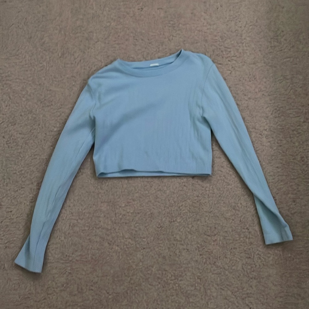 Size S sky blue long sleeve cropped shirt